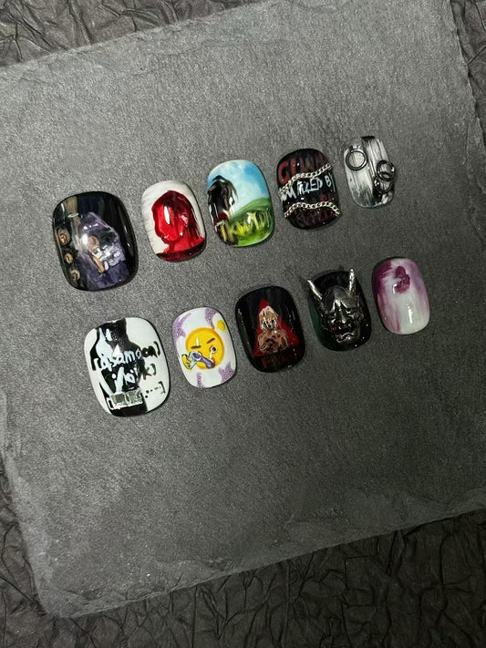 Press-on nails inspired by Osamason's album cover