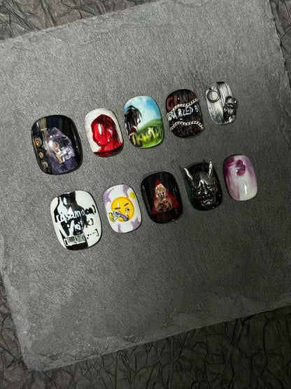 Press-on nails inspired by Osamason's album cover