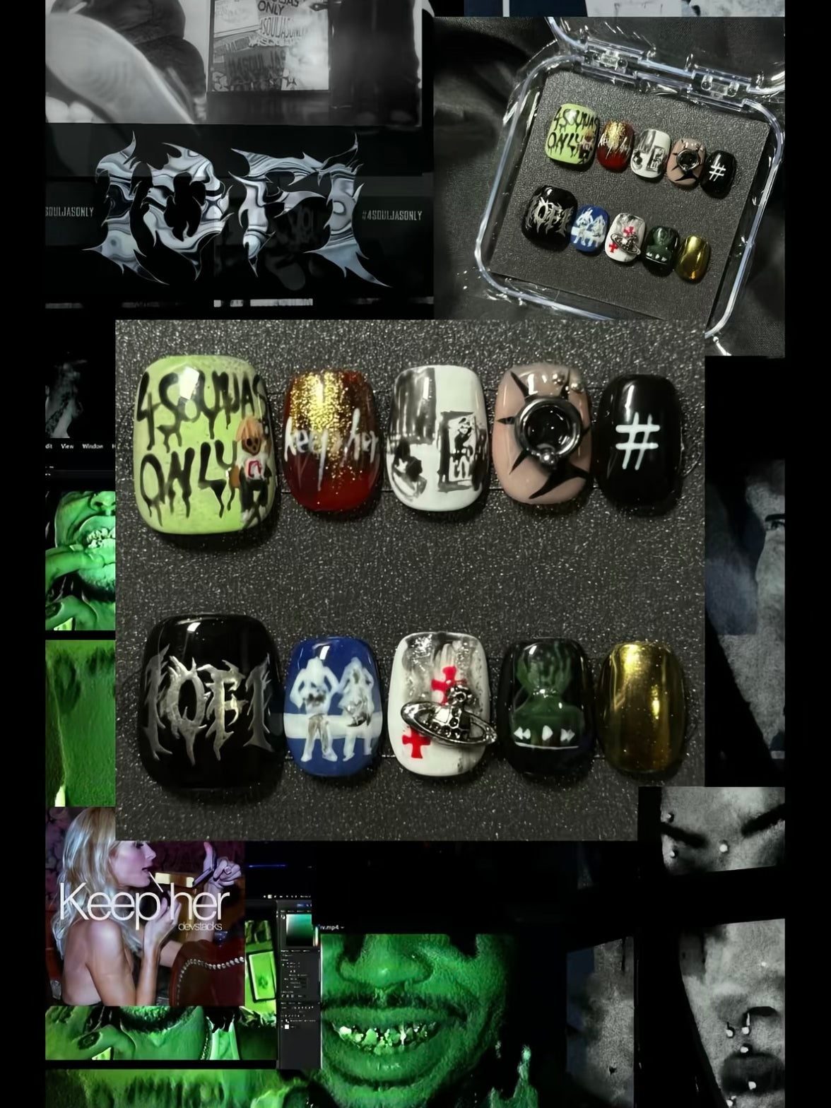 Press-on nails inspired by the Devstacks album cover